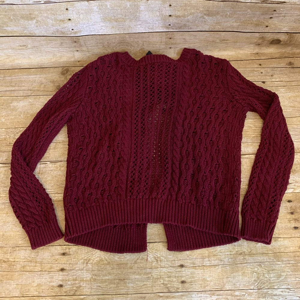 Knit Burgundy Sweater with open back SZ S/M